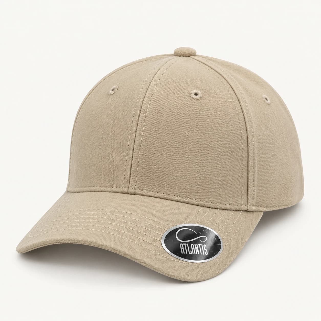 Beige caps med buet skygge og Atlantis-merke